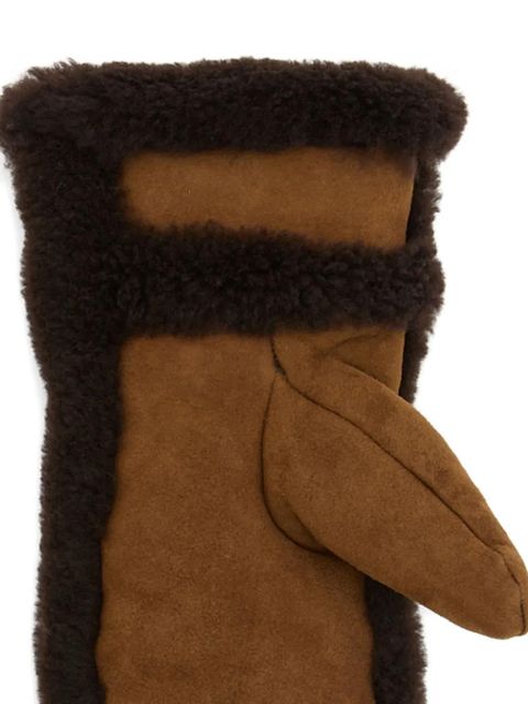 Yves Salomon shearling-trimmed mittens - Brown - zdjęcie produktu nr 2