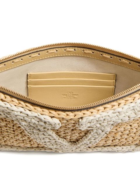 Valentino Garavani Viva Superstar raffia clutch bag - Neutrals