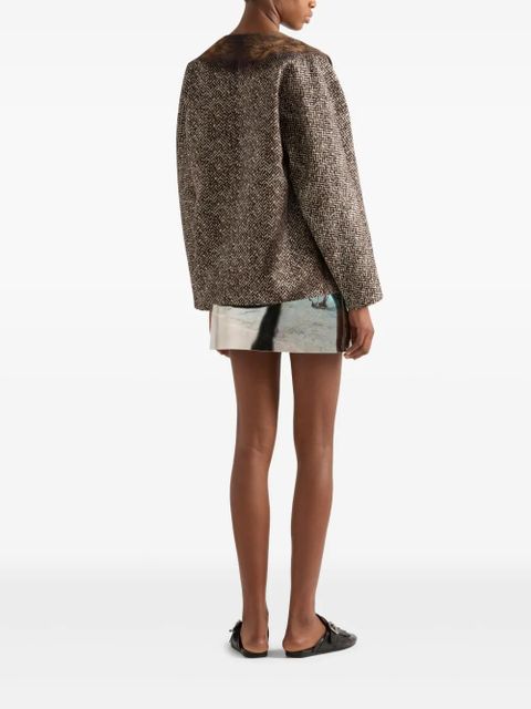 Prada high-shine leather mini skirt - Silver