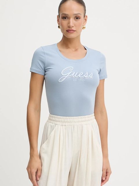 Guess t-shirt damski kolor niebieski W5YI46 J1314 - zdjęcie produktu nr 1