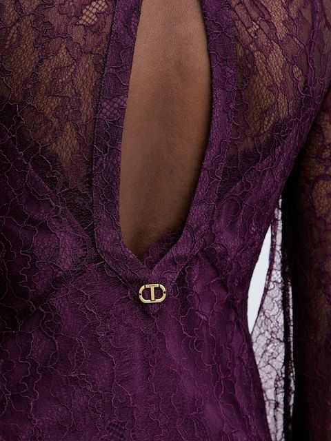 Twinset sukienka kolor fioletowy maxi prosta 252TT2261