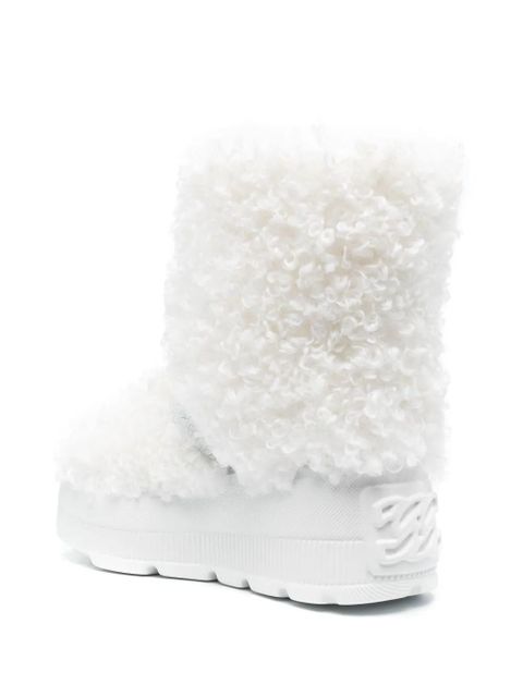Casadei buckled faux-fur boots - White