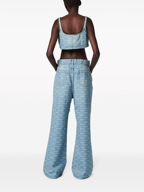 Miu Miu logo-print denim crop top - Blue - zdjęcie produktu nr 2