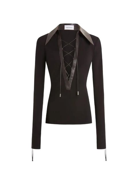 16Arlington Pia lace-up collar top - Black - zdjęcie produktu nr 1