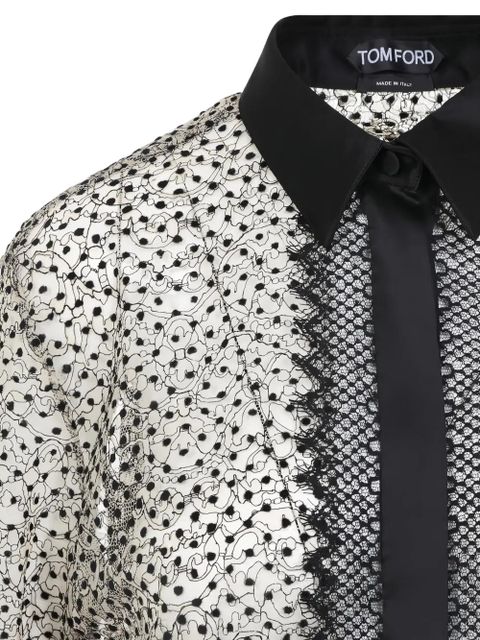 TOM FORD lace floral-pattern shirt - Neutrals