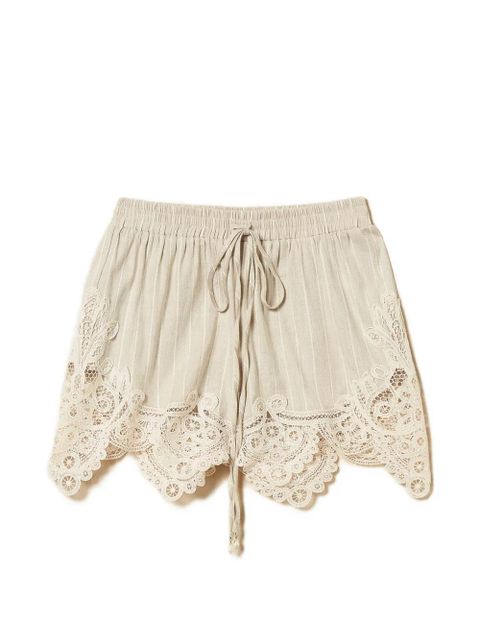 TWINSET lace-detail stripe shorts - Neutrals - zdjęcie produktu nr 1