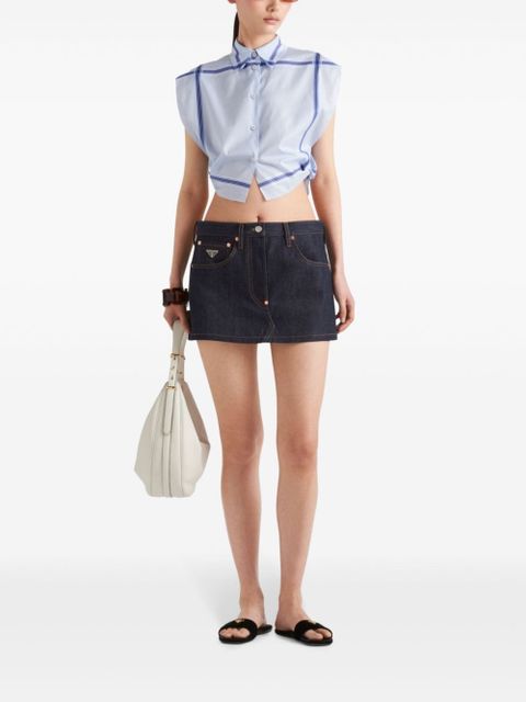 Prada triangle-logo denim miniskirt - Blue
