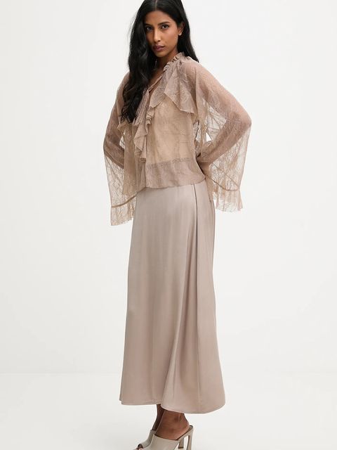 Answear.LAB bluzka damska kolor brązowy gładka