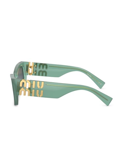 Miu Miu Eyewear logo-plaque rectangle-frame sunglasses - Green
