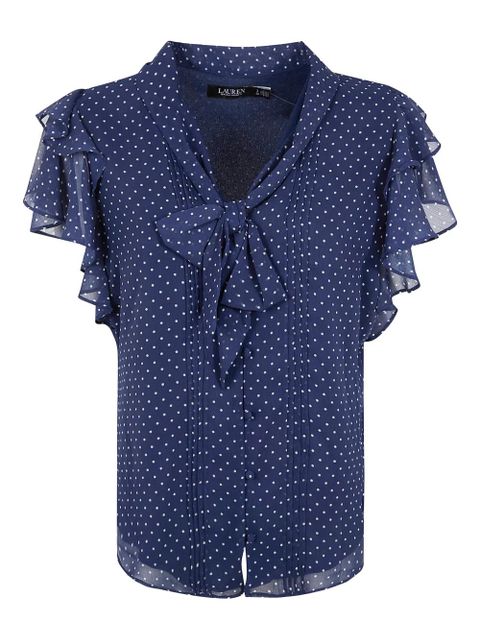 Lauren Ralph Lauren Georgette polka dot ruffled blouse - Blue - zdjęcie produktu nr 1