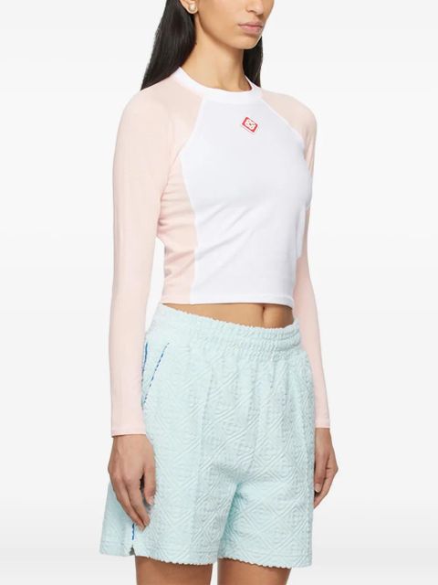 Casablanca logo-patch raglan-sleeve top - White