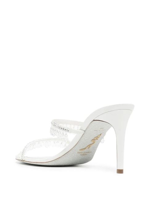 René Caovilla 85mm crystal-strap sandals - White