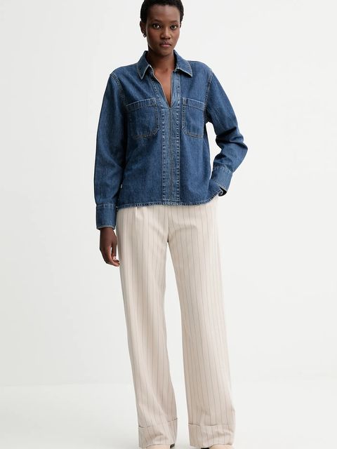 Rag & Bone bluzka jeansowa damska kolor niebieski gładka RJ0525FSUKE