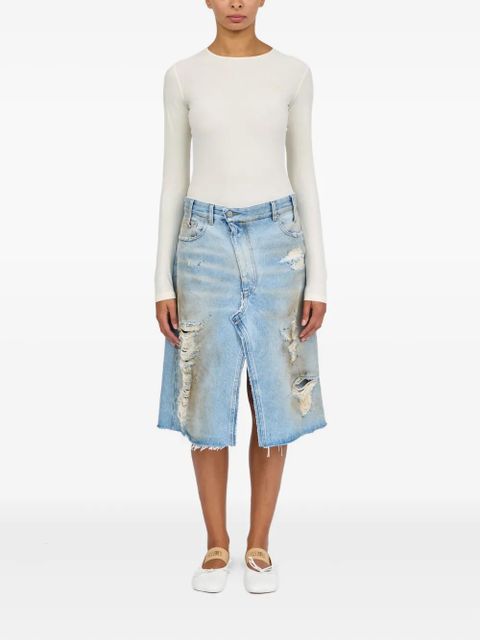 MM6 Maison Margiela ripped-detail denim skirt - Blue - zdjęcie produktu nr 2