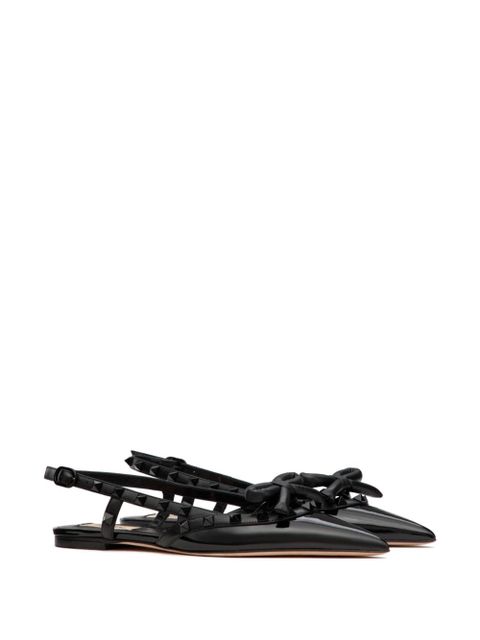 Valentino Garavani Rockstud Bow slingback ballerina shoes - Black - zdjęcie produktu nr 2