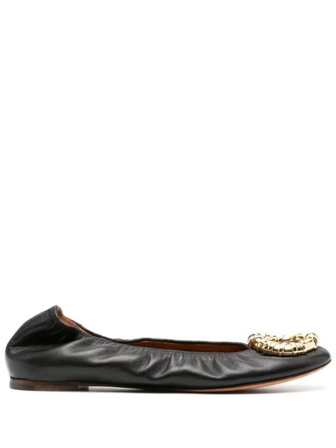 Lanvin buckled leather ballerina shoes - Black - zdjęcie produktu nr 1