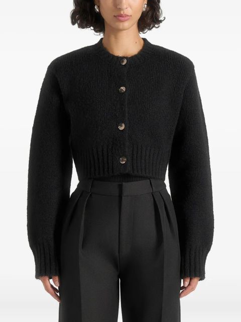 Manière De Voir Caren brushed button cardigan - Black - zdjęcie produktu nr 1