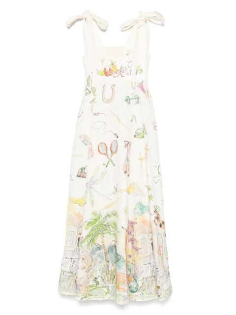 ALEMAIS graphic-print midi dress - Neutrals - zdjęcie produktu nr 1