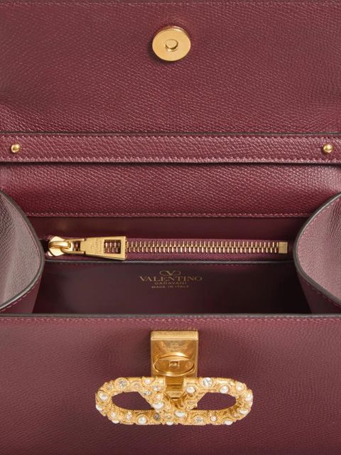 Valentino Garavani Vsling small handbag in grainy calfskin with jewel logo - Red