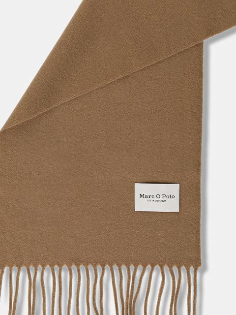 Marc O'Polo szalik wełniany kolor beżowy gładki 508805102065 - zdjęcie produktu nr 2