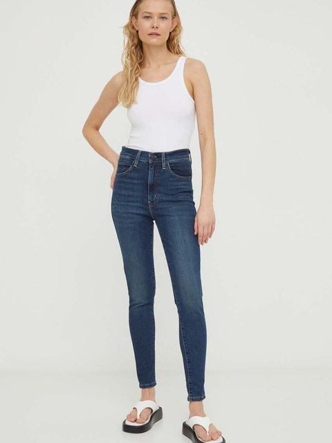 Levi's jeansy RETRO HIGH SKINNY damskie kolor granatowy - zdjęcie produktu nr 2