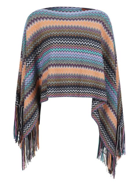 Missoni chevron-pattern fringed cape - Black