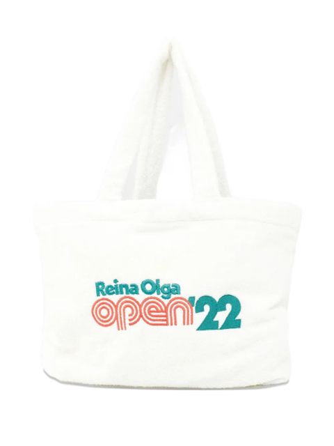 Reina Olga logo-embroidery beach bag - White