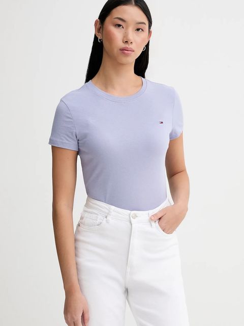 Tommy Jeans t-shirt bawełniany damski kolor fioletowy DW0DW20459 - zdjęcie produktu nr 1