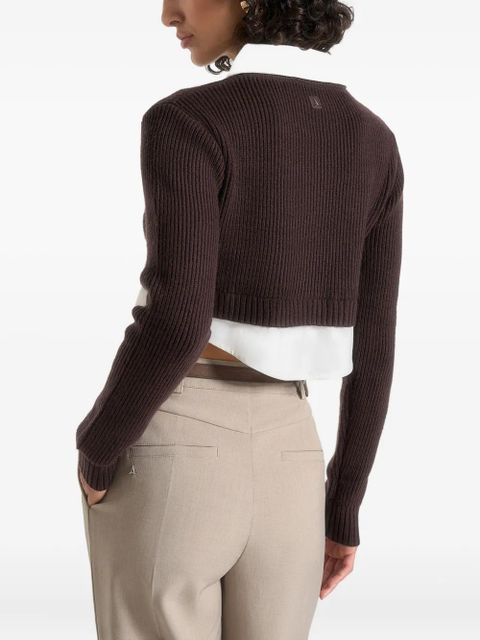 Manière De Voir Flavie detachable-collar cropped top - Brown