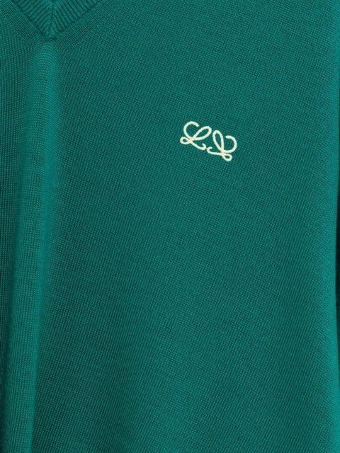 LOEWE knotted V-neck sweater - Green