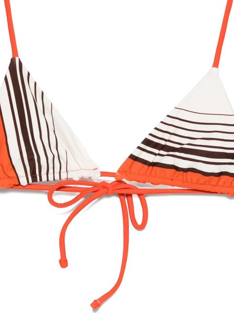 SIR. Destino striped-pattern triangle bikini top - White