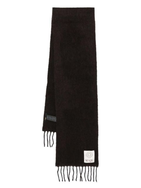 Maje fringed alpaca wool scarf - Brown - zdjęcie produktu nr 1