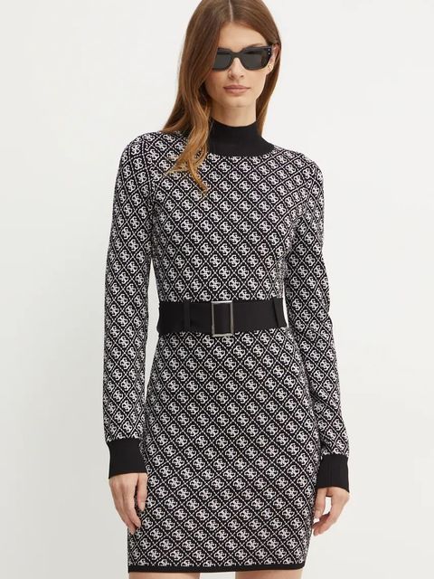 Guess sukienka LISE kolor czarny mini rozkloszowana W4BK43 Z37K0