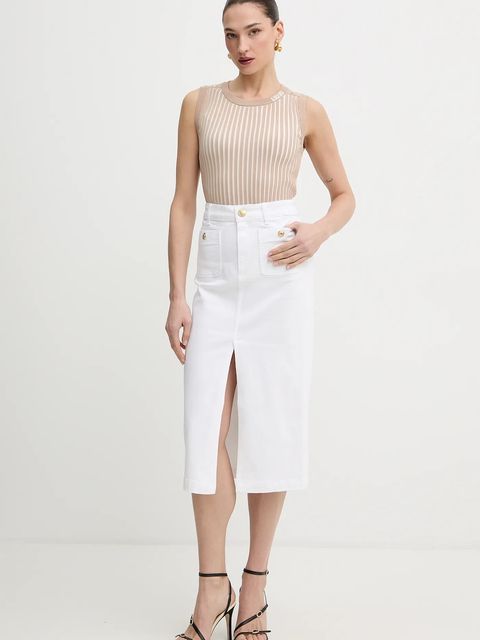 Liu Jo spódnica jeansowa kolor biały midi prosta UA6259 D0275 - zdjęcie produktu nr 2