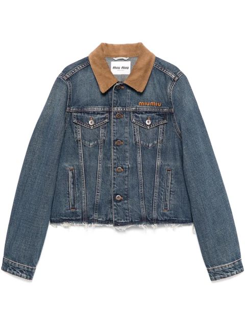 Miu Miu corduroy-collar denim jacket - Blue