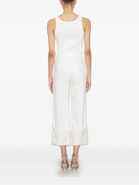 Tory Burch contrast-cuff straight-leg jeans - White