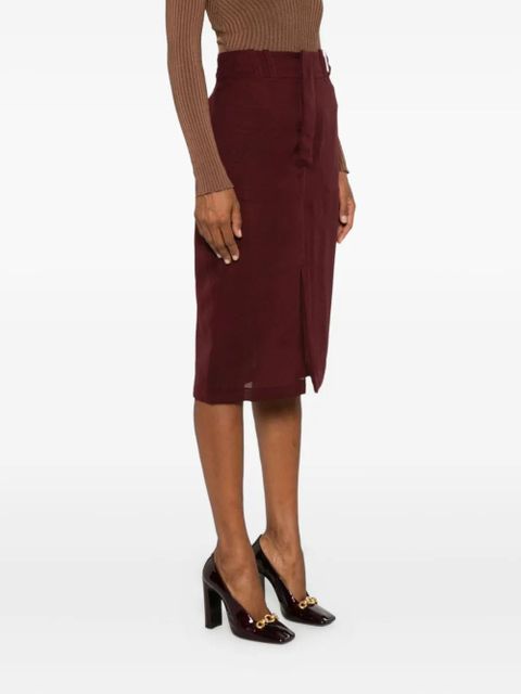 Saint Laurent silk crepe pencil skirt - Red