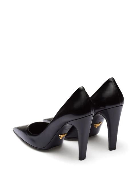 Prada 100mm brushed-leather pumps - Black