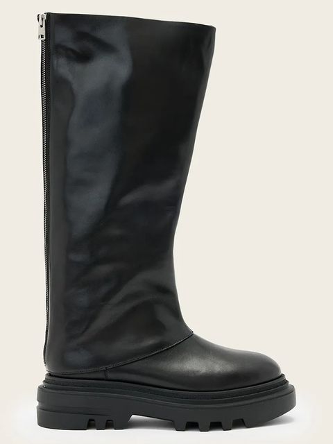 AllSaints kozaki skórzane Maxie Boot damskie kolor czarny na platformie W064FD - zdjęcie produktu nr 1