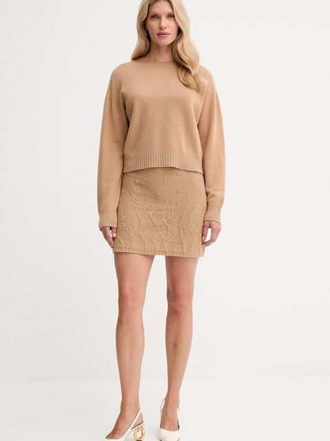 Twinset sweter wełniany damski kolor brązowy lekki 252TP3580 - zdjęcie produktu nr 2