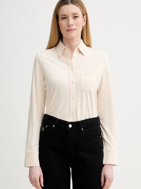 Marc O'Polo koszula damska kolor beżowy regular z kołnierzykiem klasycznym 600200152201 - zdjęcie produktu nr 1