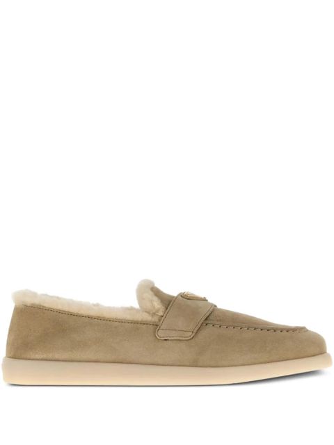 Prada shearling-trim suede loafers - Neutrals - zdjęcie produktu nr 1