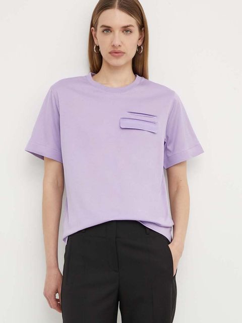 BOSS t-shirt bawełniany damski kolor fioletowy 50521741