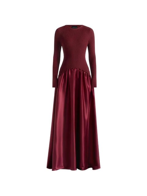 Manière De Voir Adeline knit and satin curved-hem wine red maxi dress - zdjęcie produktu nr 1