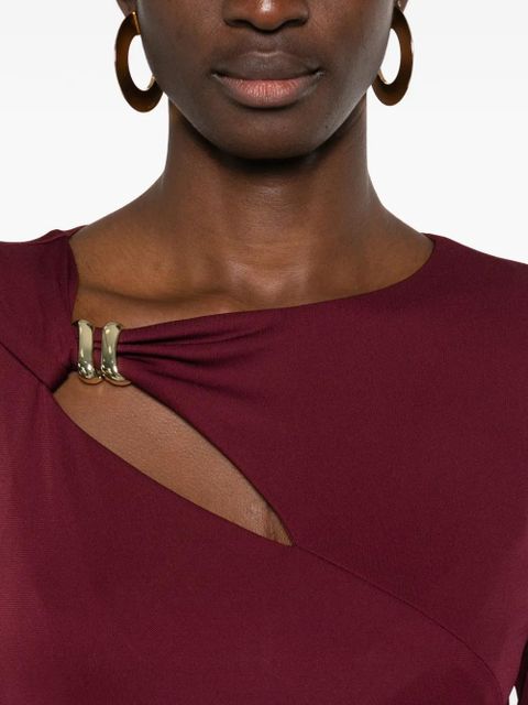 Lauren Ralph Lauren brooch long-sleeve maxi dress - Red