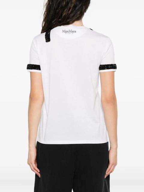 Max Mara embellished-neckline cotton T-shirt - White