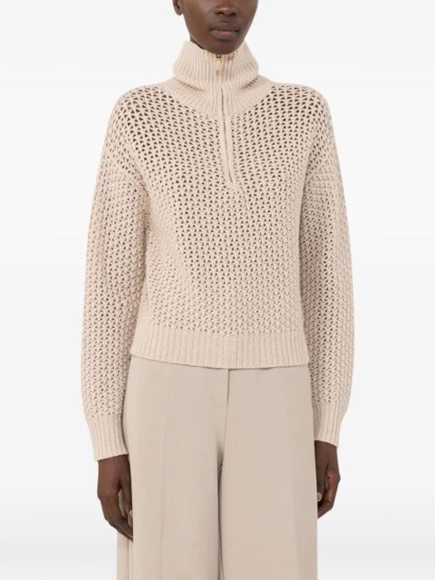 Max Mara zip-up open-knit polo shirt - Neutrals - zdjęcie produktu nr 2