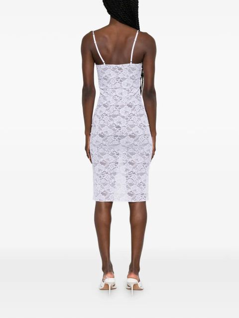 Oséree lace-overlay underwired dress - White