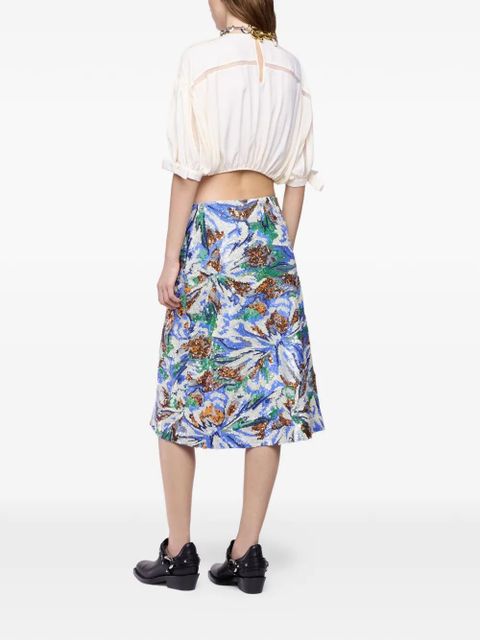 Rabanne floral-sequin midi skirt - Blue