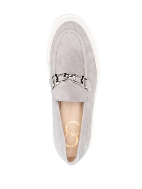 Casadei calf suede detailed loafers - Grey